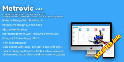 Metrovic v1.2 - Codeigniter Material + Bootstrap admin integration with user & role management