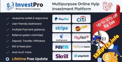 InvestPro v2.0.1 - инвестиционная платформа для кошельков и банковских операций