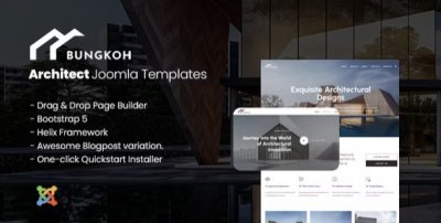 Bungkoh v1.34.1 - шаблон Joomla для архитекторов и дизайнеров интерьеров 