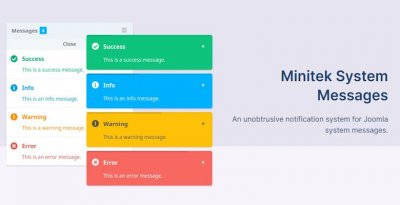 Minitek System Messages Pro v4.1.1 - плагин замены системных оповещаний всплывающими окнами для Joomla